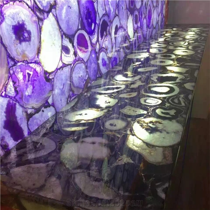 Back Lighting Purple Semiprecious Wall Covering