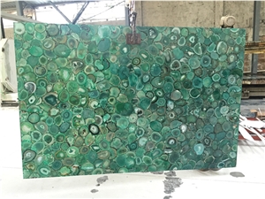 Backlit Green Semiprecious Stone Stone Slab