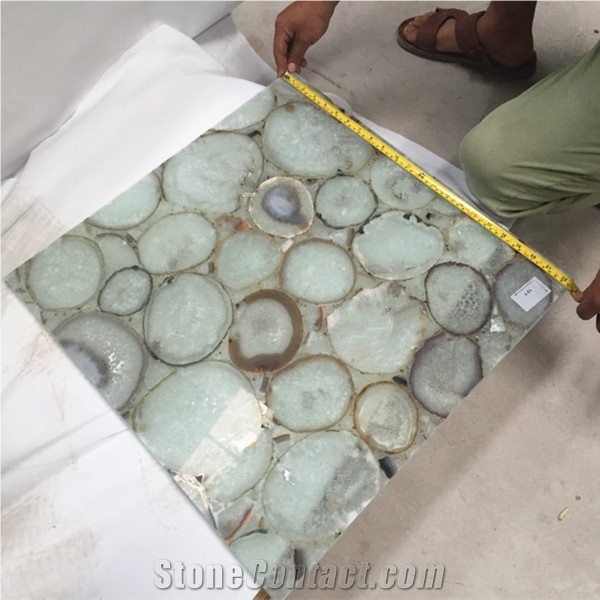 Luxury Back Light White Semiprecious Gemstone Tile