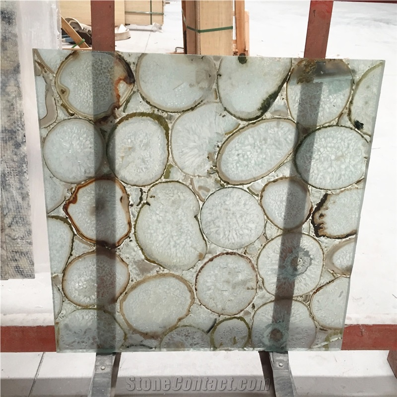 Luxury Back Light White Semiprecious Gemstone Tile