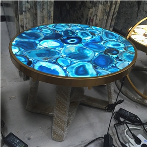 Natural Blue Agate Furniture Dining Round Table Natural Blue Agate Furniture Dining Round Table