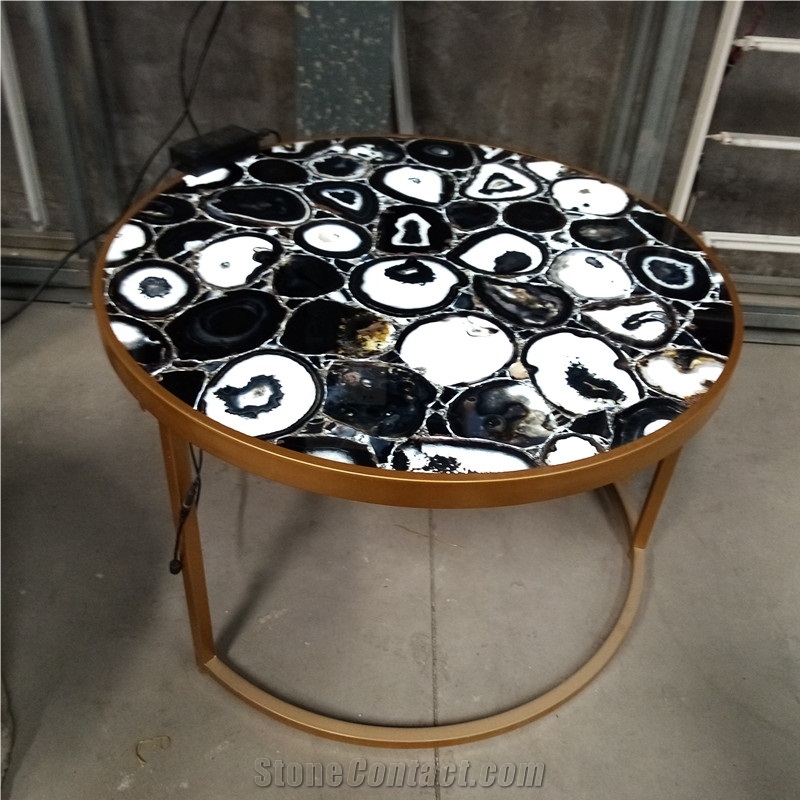 Natural Blue Agate Furniture Dining Round Table