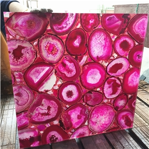 Pink Agate Semiprecious Stone Bathroom Tile Design
