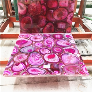 Pink Agate Semiprecious Stone Bathroom Tile Design