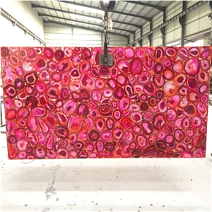 Pink Agate Semiprecious Stone Bathroom Tile Design
