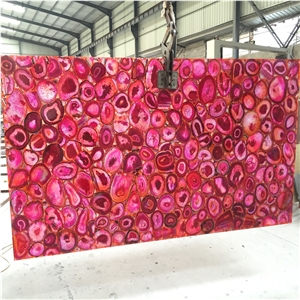 Pink Gemstone Semiprecious Composite Agate Slabs