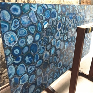 Semiprecious Composite Glass Back Agate Stone Slab