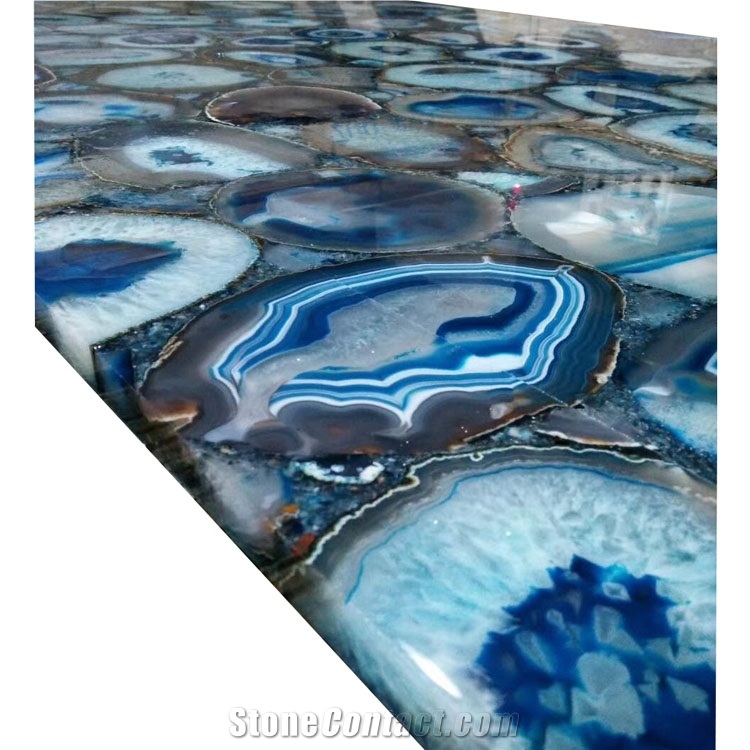 Blue Agate Semiprecious Stone Slabs