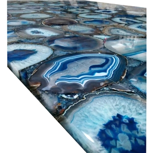 Blue Agate Semiprecious Stone Slabs