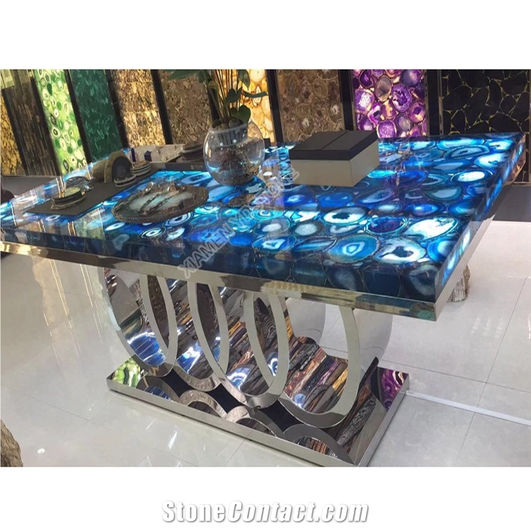 Blue Agate Semiprecious Stone Slabs