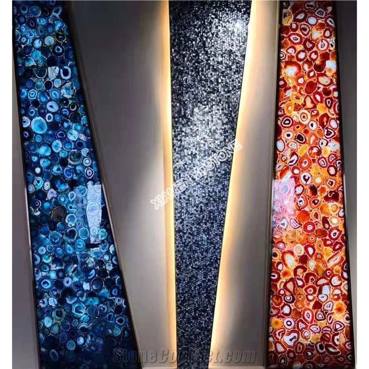 Blue Agate Semiprecious Stone Slabs