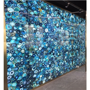 Composite Semi Precious Blue Agate Stone Slabs