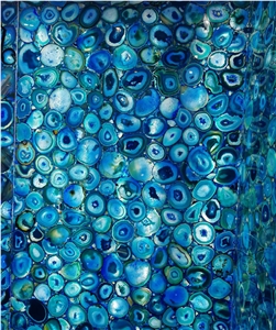 Composite Semi Precious Blue Agate Stone Slabs