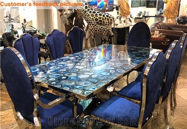 Composite Semi Precious Blue Agate Stone Slabs