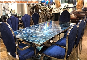 Composite Semi Precious Blue Agate Stone Slabs