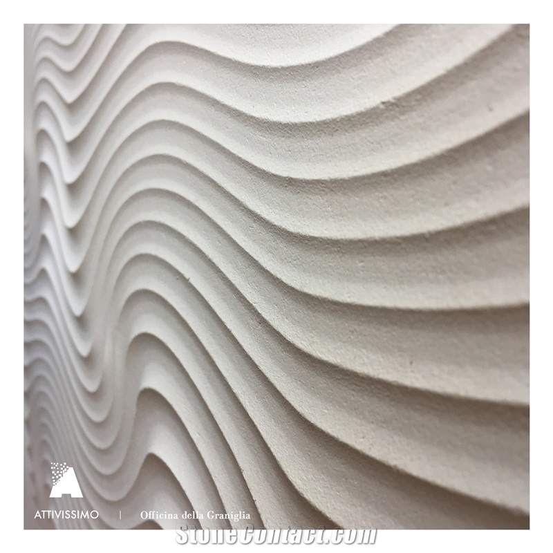Pietra Di Matera Slabs with a 3d Wave Surface Wall Panels