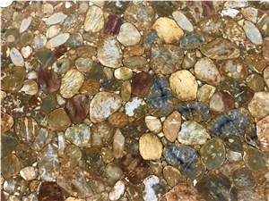 Old Yellow Ice Onyx With Pebble Vein