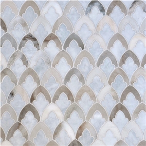 Afyon Grey,Palisandra Multi Finish Marble Waterjet Mosaic