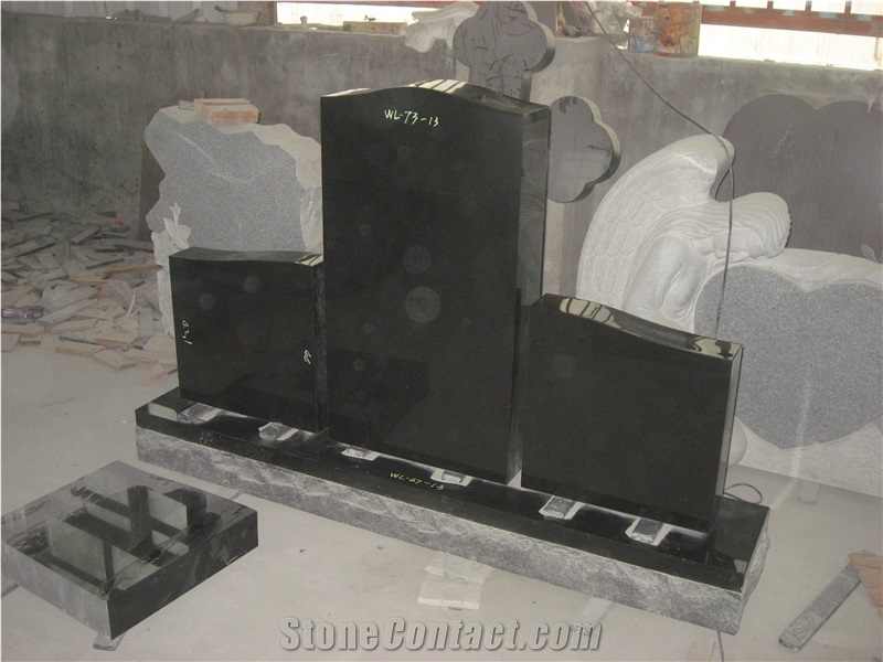 American Style Black Upright Makers Tombstone