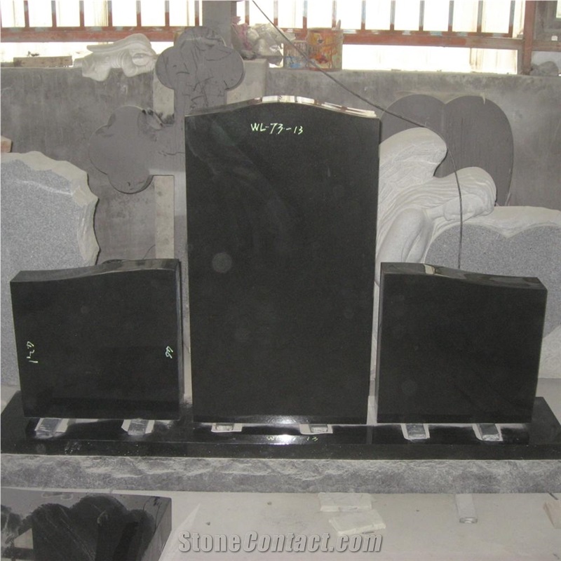 American Style Black Upright Makers Tombstone