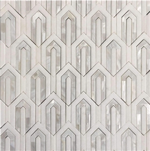 Arrow Waterjet Mosaic Thassos and Mother Of Pearl