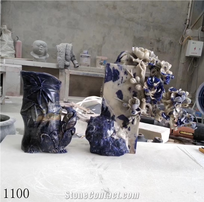 Azul Bahia Marble Blue Natural Stone Table Vase
