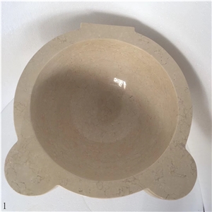 Beige Galala Marble Natural Stone Pillar Wash Sink Beige Galala Marble Natural Stone Pillar Wash Sink