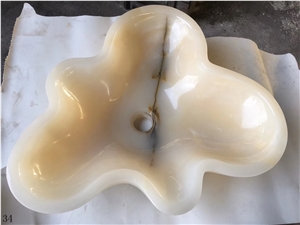 Beige Onyx Flower Shape Basin Natural Stone Sink