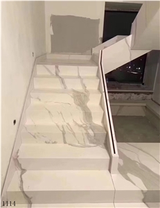 Bianco Calacatta Marble White Stairs and Steps