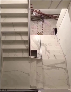 Bianco Calacatta Marble White Stairs and Steps