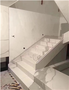Bianco Calacatta Marble White Stairs and Steps