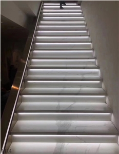 Bianco Calacatta Marble White Stairs and Steps