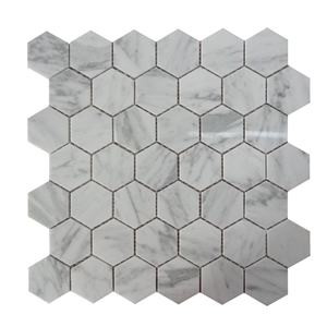 Bianco Carrara Marble Hexagon Mosaic Wall Tiles