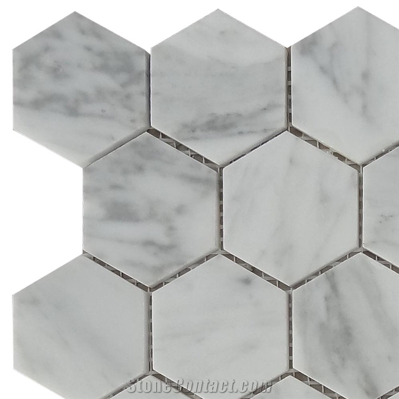 Bianco Carrara Marble Hexagon Mosaic Wall Tiles