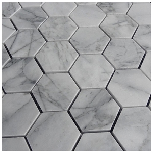 Bianco Carrara Marble Hexagon Mosaic Wall Tiles