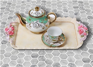 Bianco Carrara Marble Hexagon Mosaic Wall Tiles