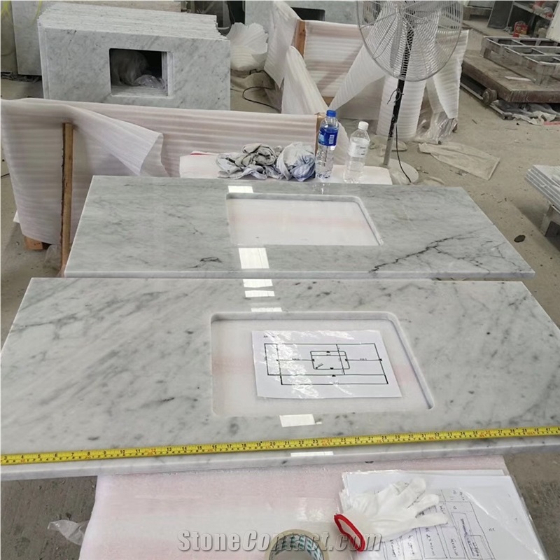 Bianco Carrara White Marble Stone Vanity Tops