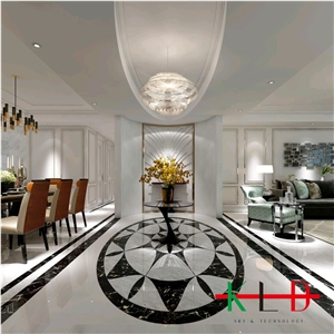 Black & Beige Marble Tile,Waterjet Floor Medallion