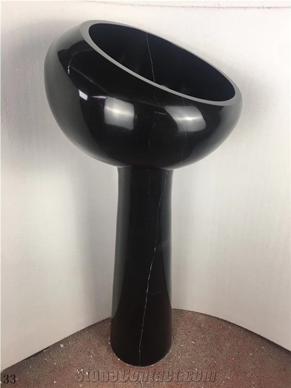 Black Column Sink Toilet Balcony Lavatory Basin
