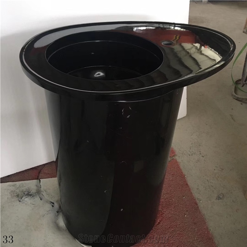 Black Column Sink Toilet Balcony Lavatory Basin
