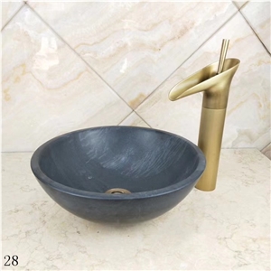 Black Granite Basin Natural Stone Round Sink