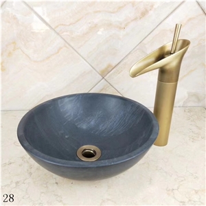 Black Granite Basin Natural Stone Round Sink