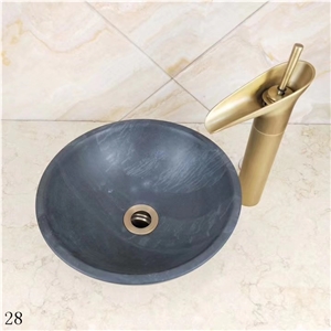 Black Granite Basin Natural Stone Round Sink
