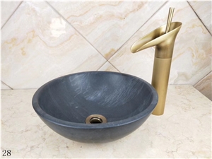 Black Granite Basin Natural Stone Round Sink