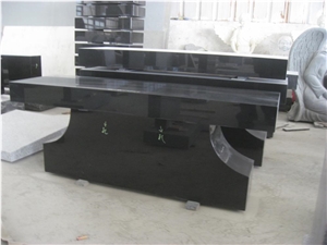 Black Granite Outdoor Stone Bench