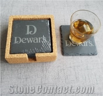 Black Slate Coaster Set Of 4