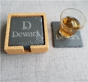 Black Slate Coaster Set Of 4