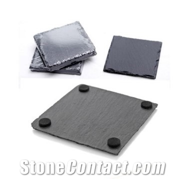 Black Slate Coaster Set Of 4