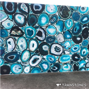 Blue Polished Translucent Agate Ceiling Stone