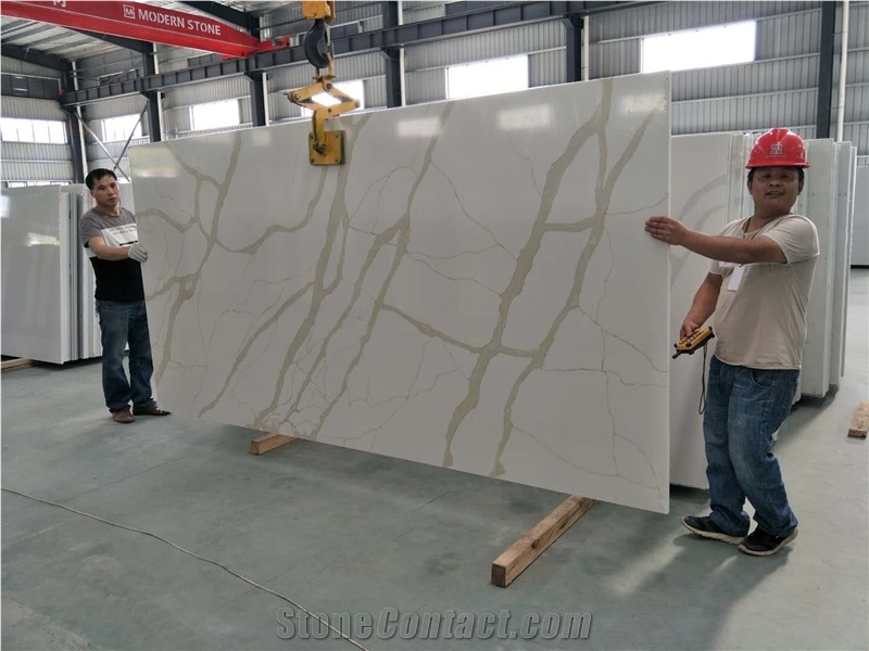 Calacatte Gold Quartz Flooring Covering Slab
